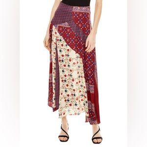 Sandro midi satin patchwork skirt size 1